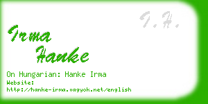 irma hanke business card